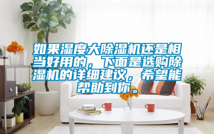 如果濕度大除濕機還是相當好用的,下面是選購除濕機的詳細建議,希望能幫助到你。